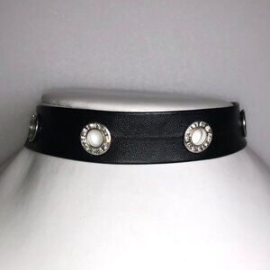 Amrita Black Pleather Crystal Choker